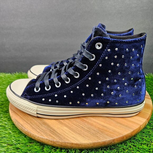 Converse Chuck Taylor All Star Hi Navy Velour Velvet Stud Sneakers 10 558993C - Picture 5 of 10